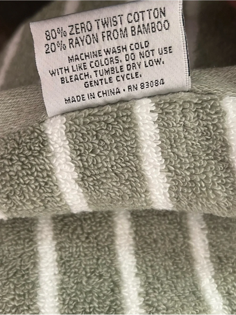 NEW Common Thread 8-Piece Eco-Melange Bamboo Zero Twist Striped Bath Towel Set